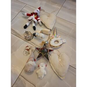 Set of 10 Frosted Snowman Christmas Ornaments Love Heart